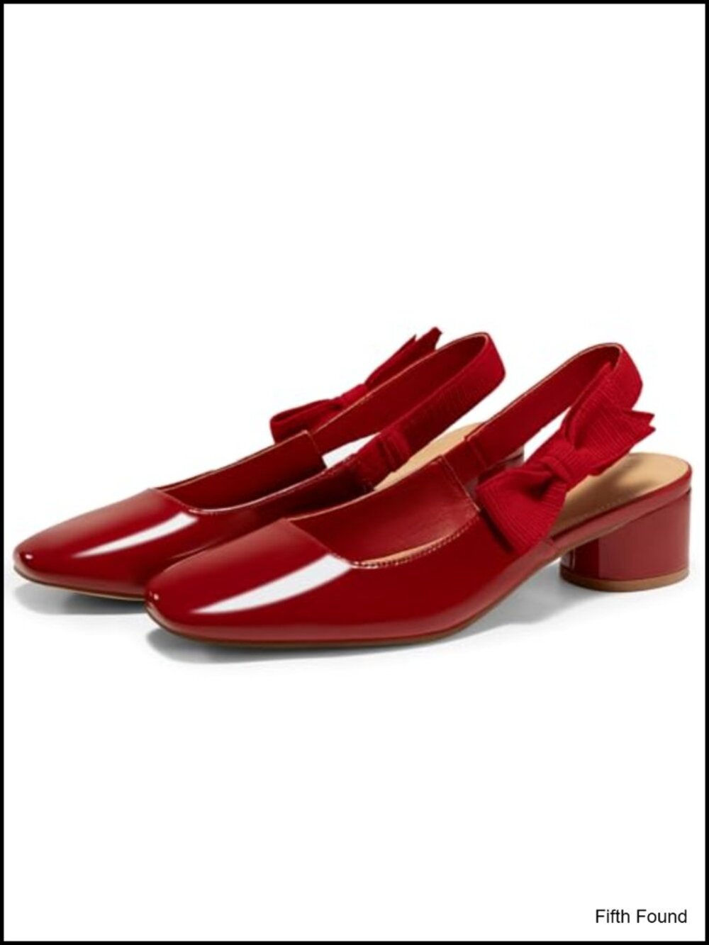 Womens Slingback Chunky Heel Bow Square Toe Slip On Work Pumps